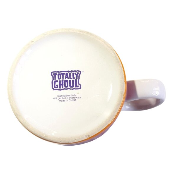 Totally Ghoul Halloween Witch Ceramic Mug Pink/Orange Harlequin Cat & Bat Design - Picture 5 of 7